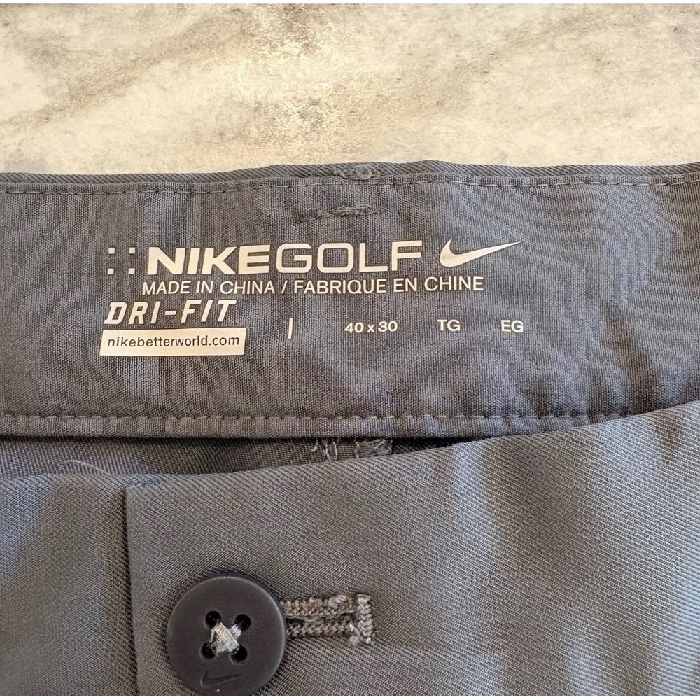 Nike Golf Dri-FIT Mens Pants 40x30 Grey Flat Front Stretch Performance Trousers